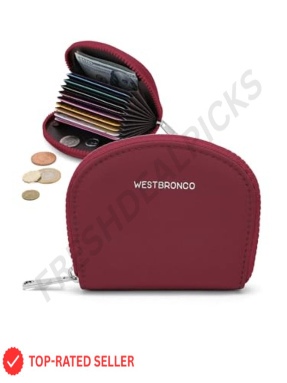 Mini Coin Purse RFID Blocking Accordion Wallet with 11 Card Slots Nylon Zipper
